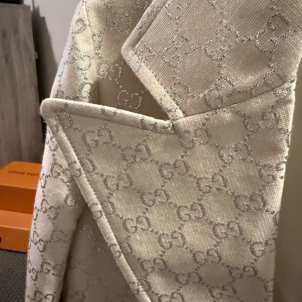 Gucci blazer 3/4 length sleeve pristine new condition size 40 sikver GG tan - Picture 9 of 15